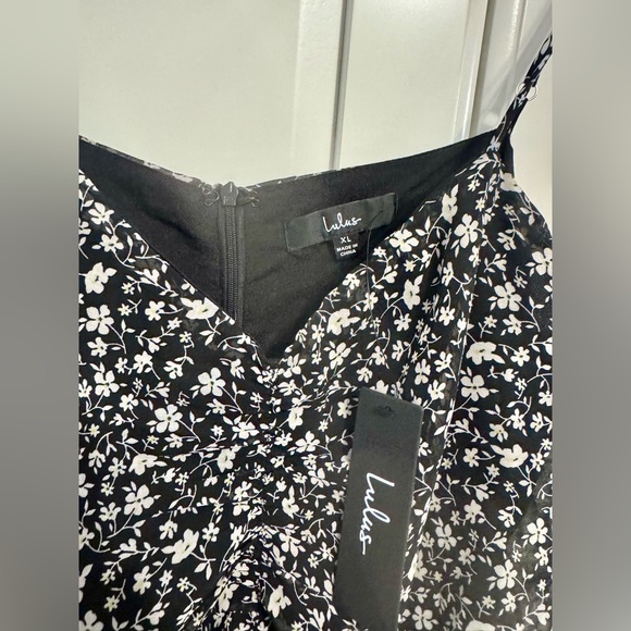 Lulu's Walk the Walk Black Floral Ruched Bodycon Mini Dress Size:XL NWT - Picture 9 of 9